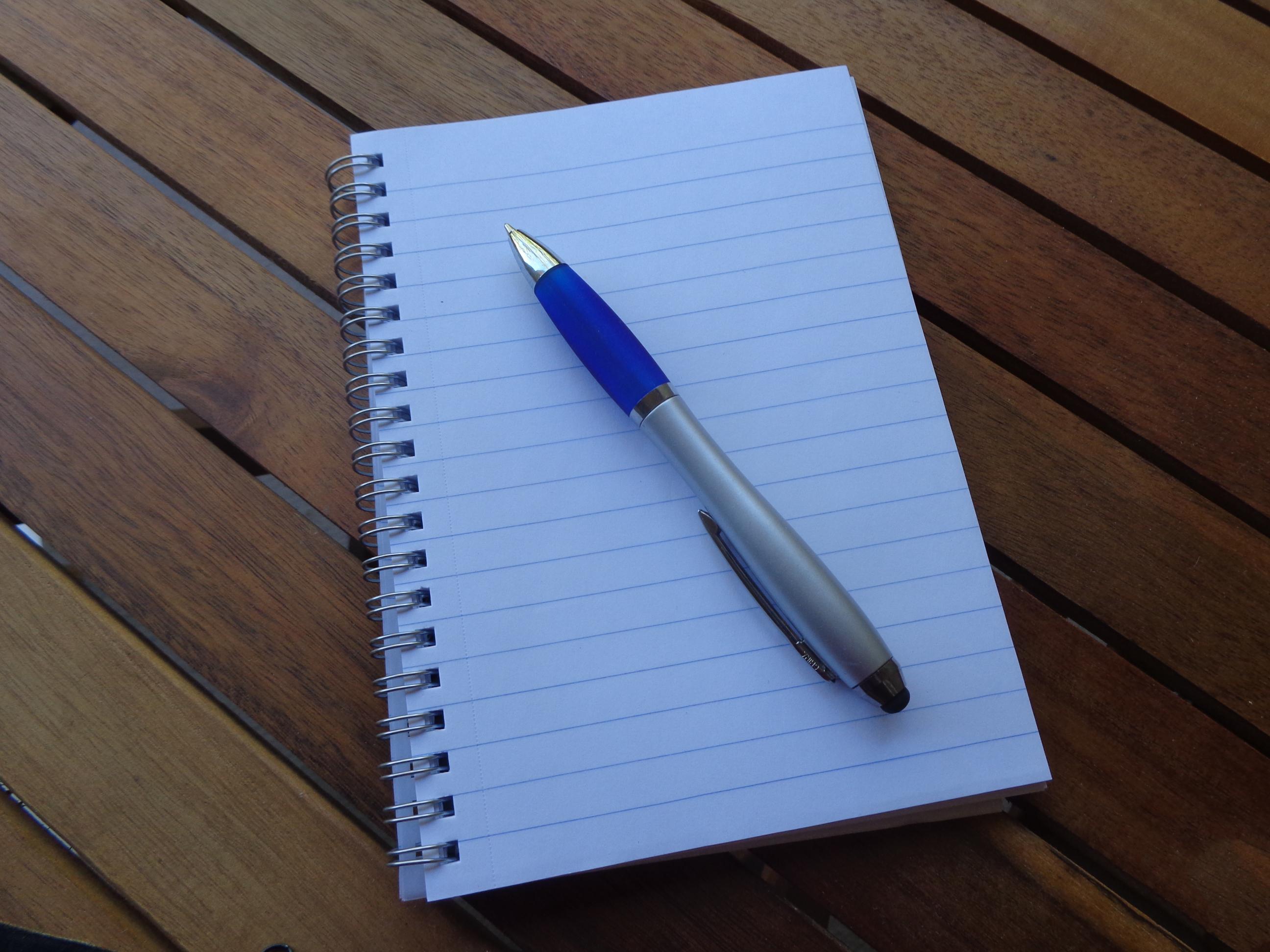 notepad and pen